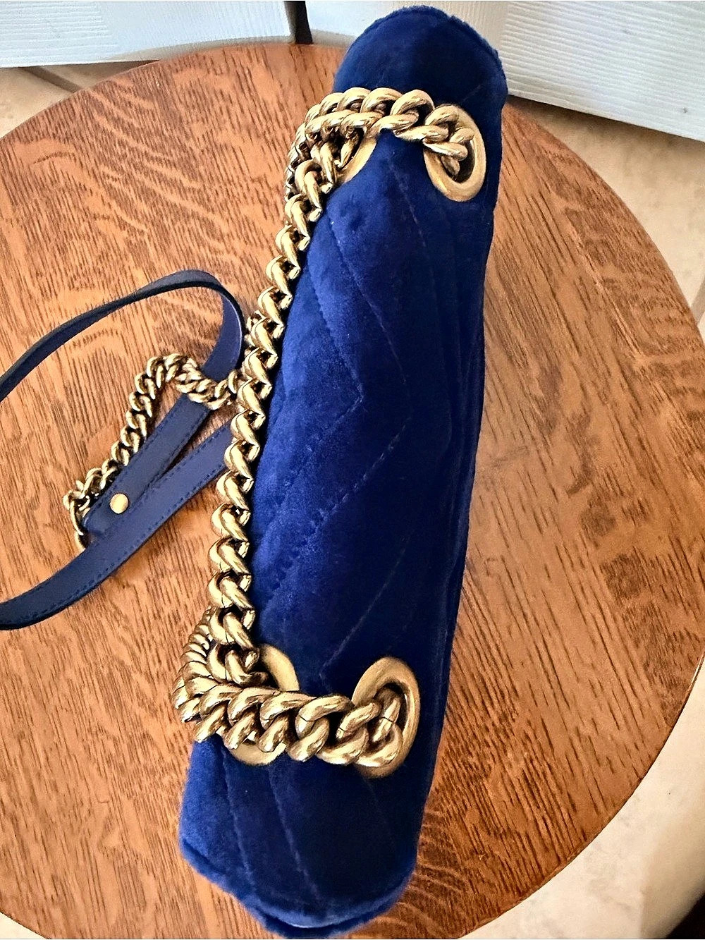 Gucci GG Marmont Velvet Small Shoulder Bag Blue - Picture 9 of 16